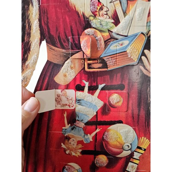 Old print factory Santa cardboard advent calendar Xmas Father Christmas vintage - Picture 5 of 11